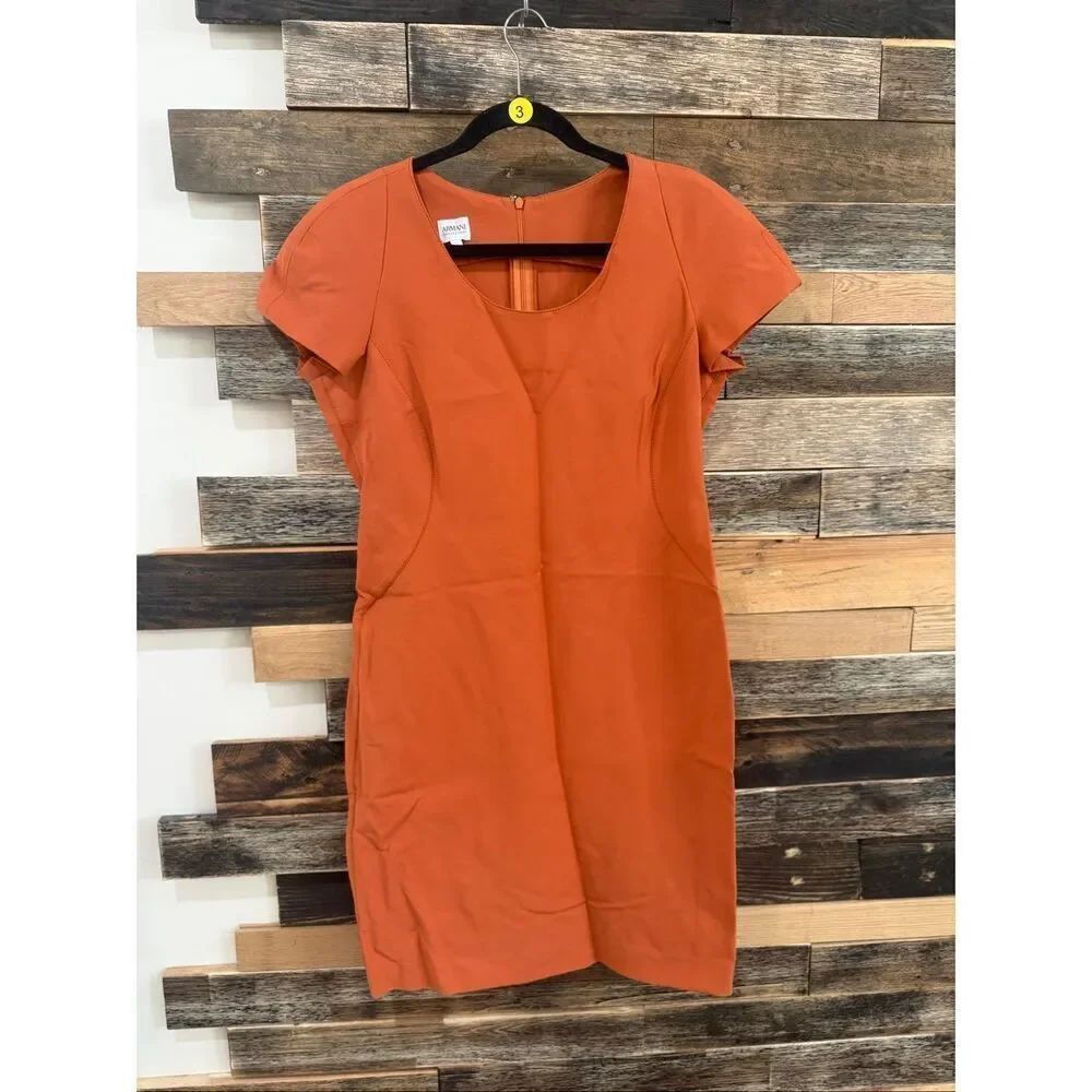Armani Collezioni coral/orange classic carrier dress back zip size 10